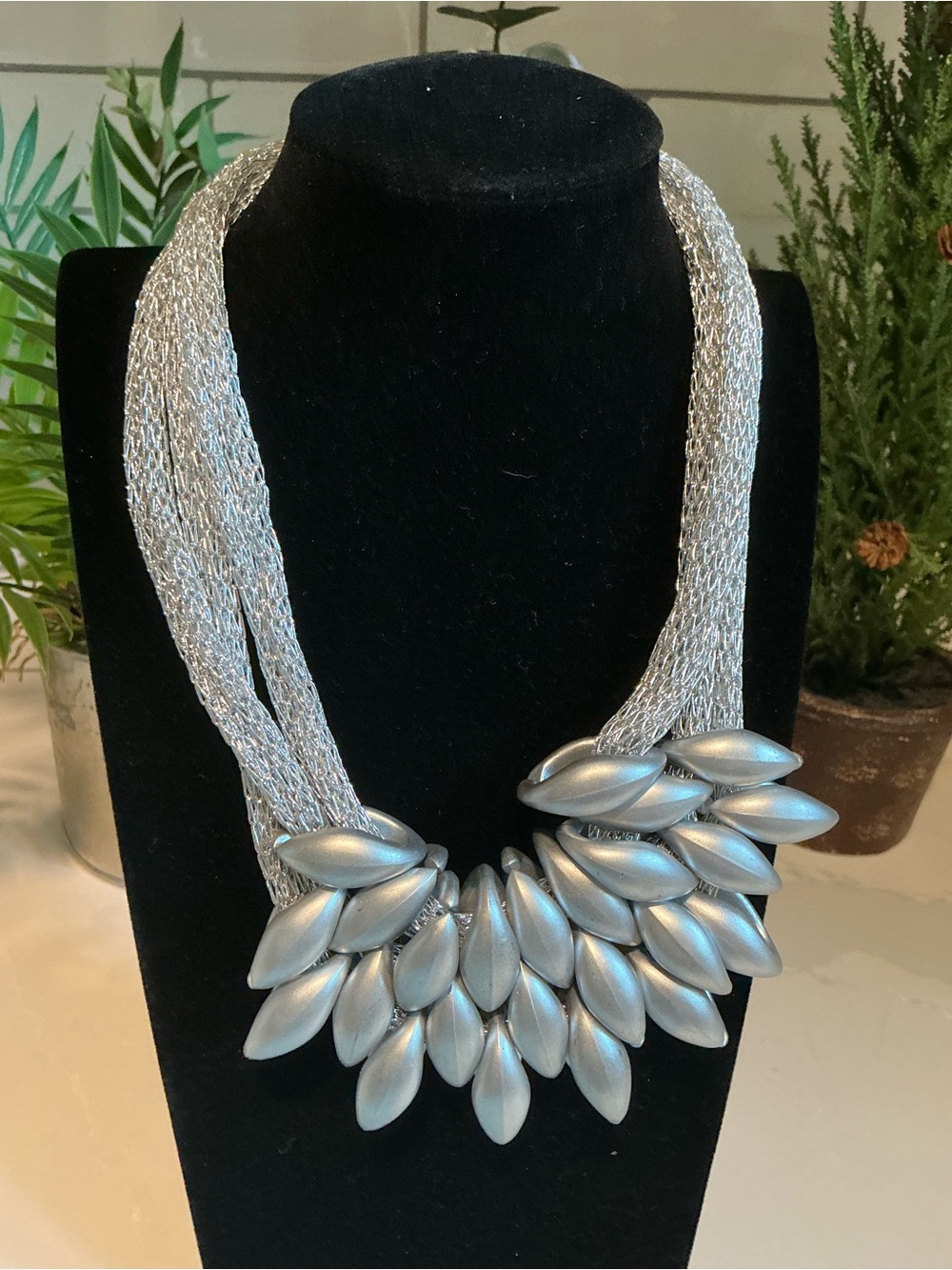 Silver Statement Multi-Strand Necklace